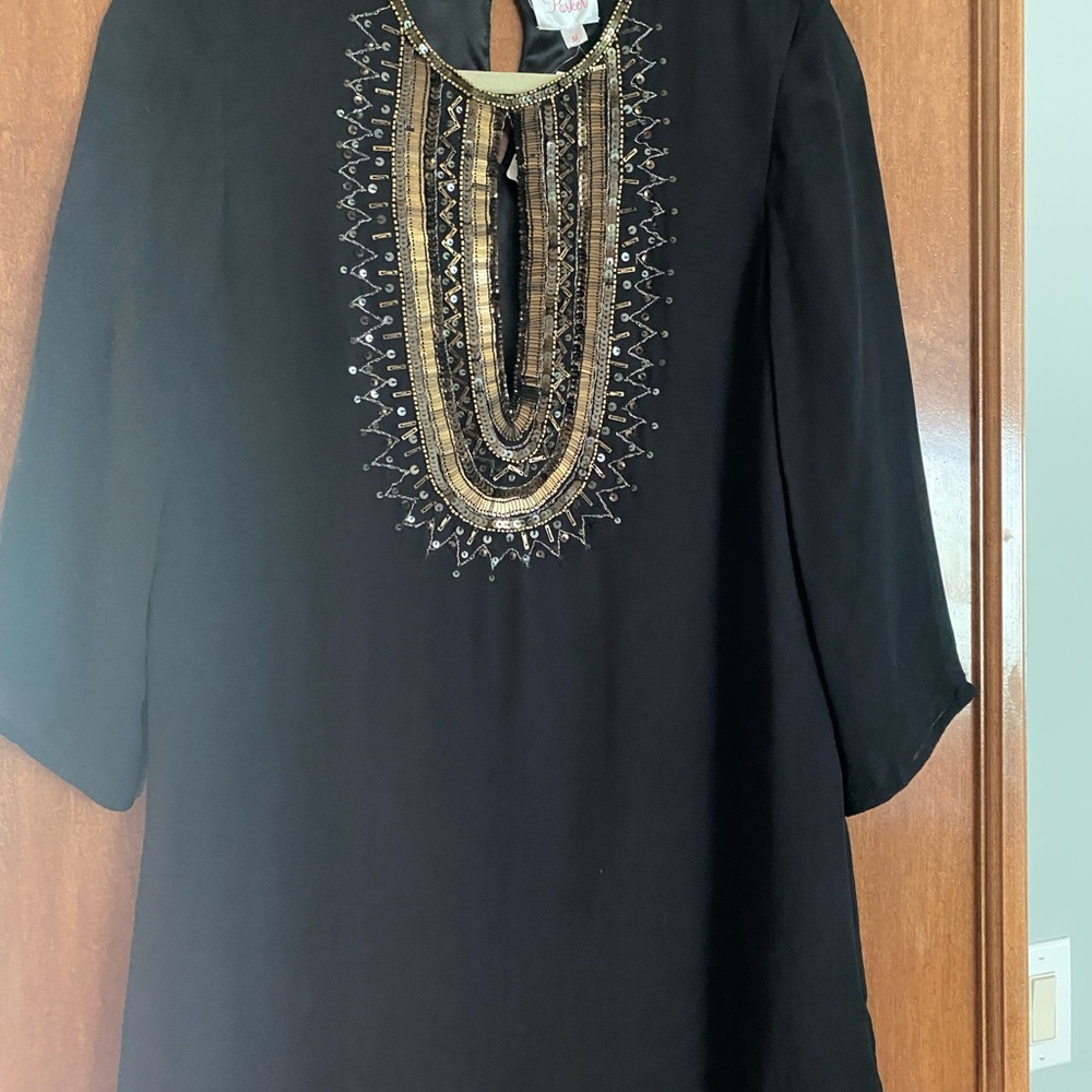 Parker Black Embellished 3/4 Sleeve Tunic